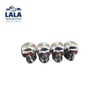 TAPITA DE VALVULA CALAVERA PLATA SET X4